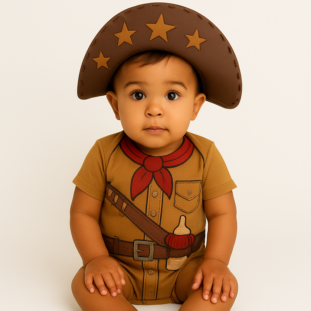 Body Bebê Mesversário com Chapéu 100% Algodão – Kit 2 Peças Temático Sanfoneiro