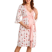 Camisola Floral com Robe para Gestante - Ama Mamma