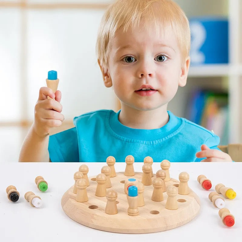 Jogo da Memória Tabuleiro das Cores Brinquedo Educativo de Madeira - Ama Mamma