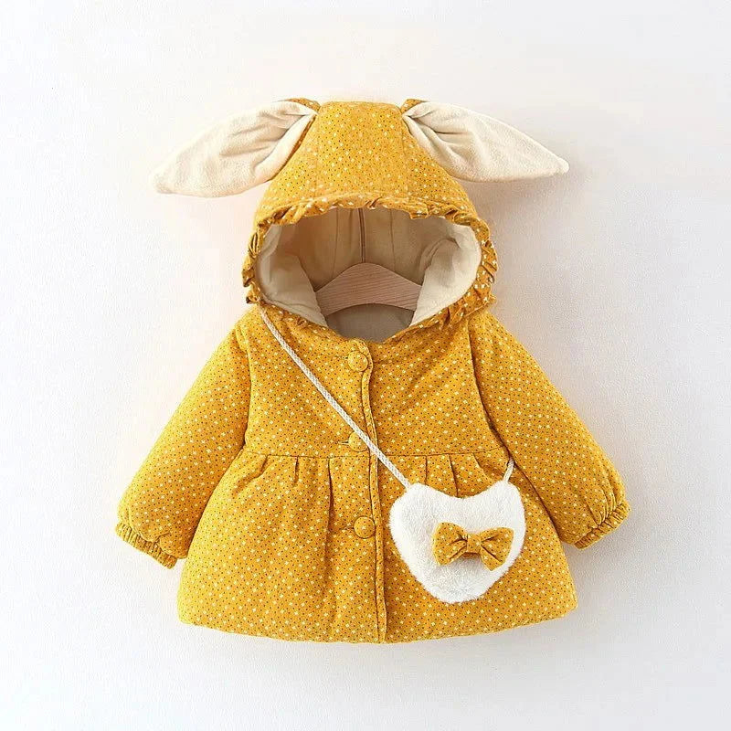 Casaco Infantil Com Capuz Orelhas de Coelhinho Ama Mamma - Amarelo 0-6 meses