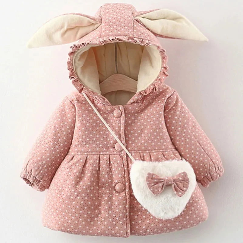 Casaco Infantil Com Capuz Orelhas de Coelhinho Ama Mamma - Rosa 0-6 meses