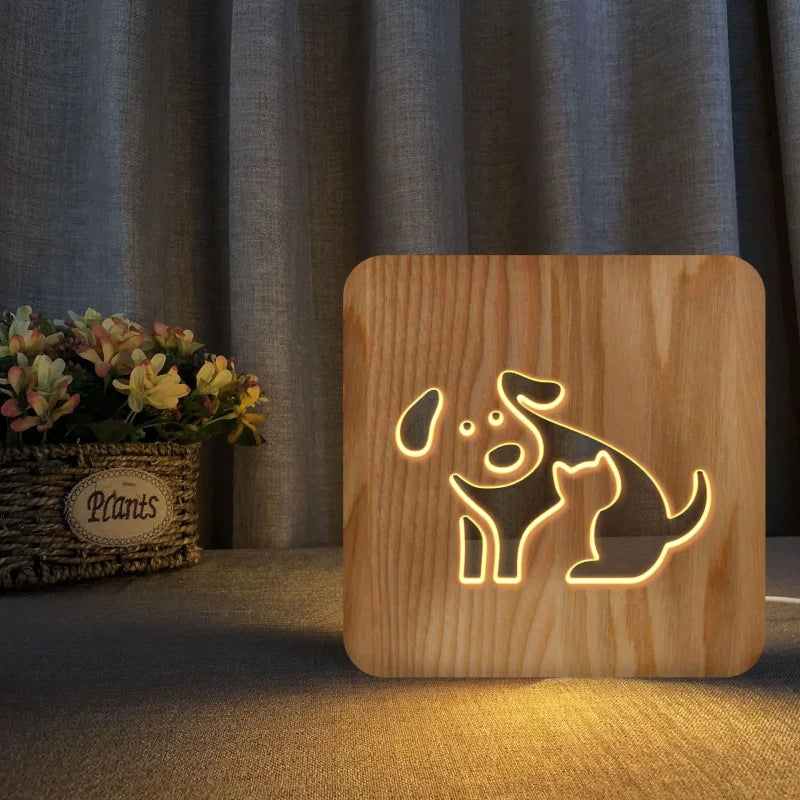 Luminária LED Animal Encantado de Madeira Ama Mamma - Ama Mamma