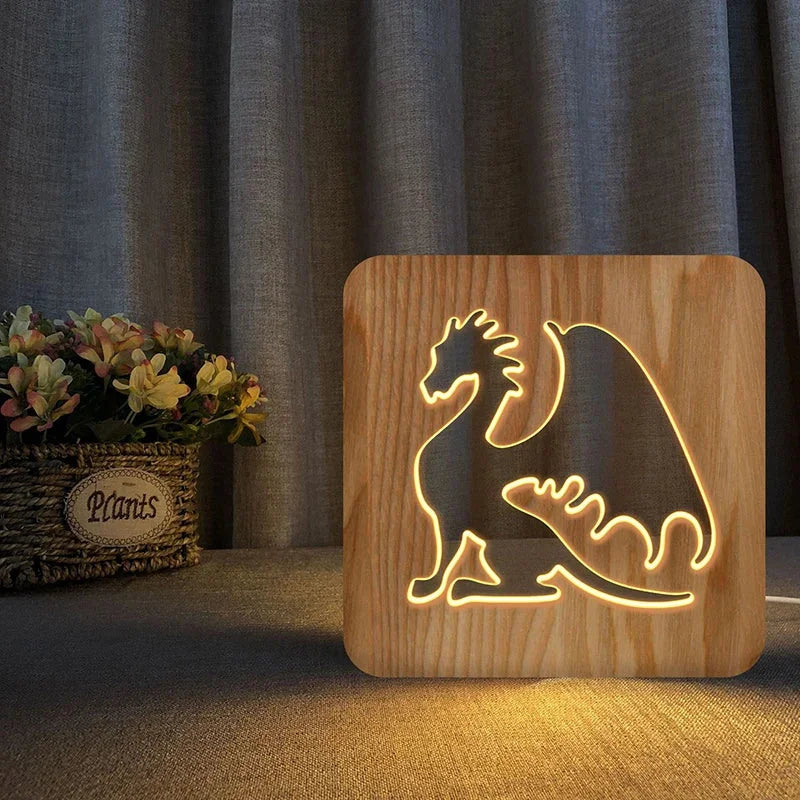 Luminária LED Animal Encantado de Madeira Ama Mamma - Ama Mamma
